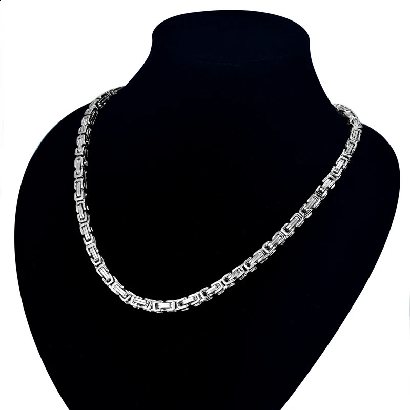 High Quality Byzantine Box Statement Men Gold Silver Color 4MM Stainless Steel Choker Necklace Chain Drop 260618BJ - view 4