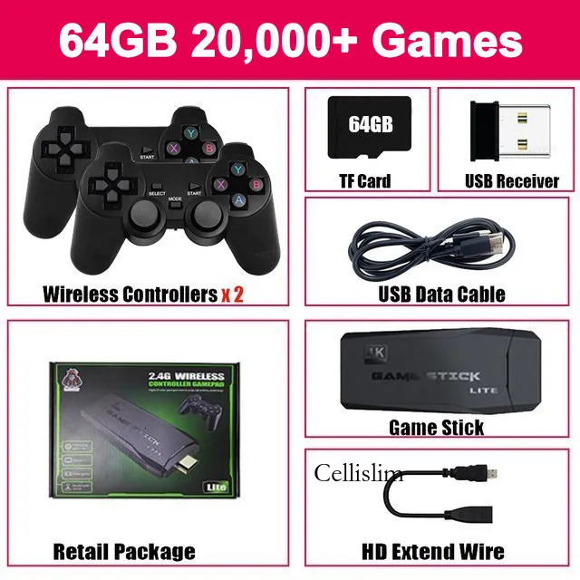 4K 1 M8 Retro Game Console 32G 64Gb 128G With 20 000+ Preloaded Games 2 Player Wireless Controller For Ps1/Gba HDMI TV Stick + - view 9