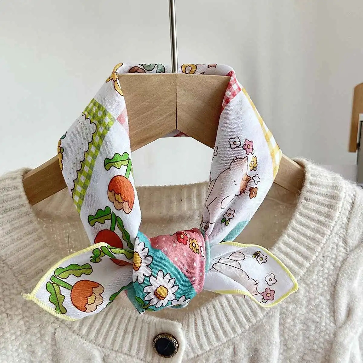 Spring and Summer Womens Small Silk Scarf Skin-Friendly and Comfortable Bohemian Small Square Scarf Scarf and Headband 260617 - view 4