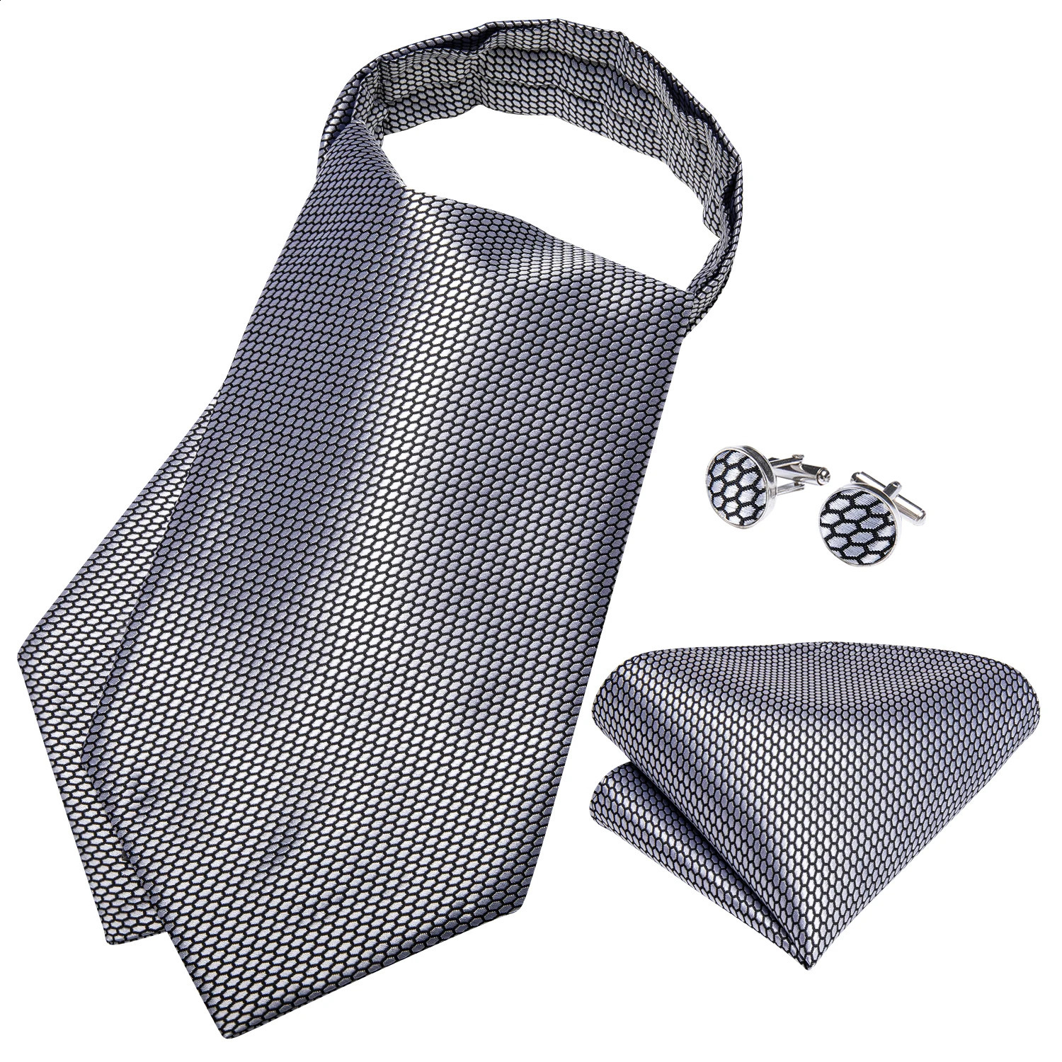 Jacquard Men Plaid Ascots Fashion Paisley Ties Wedding Formal Cravat Ascot British Gentleman Soft Polyester y Gray Neck Tie 260617 - view 4