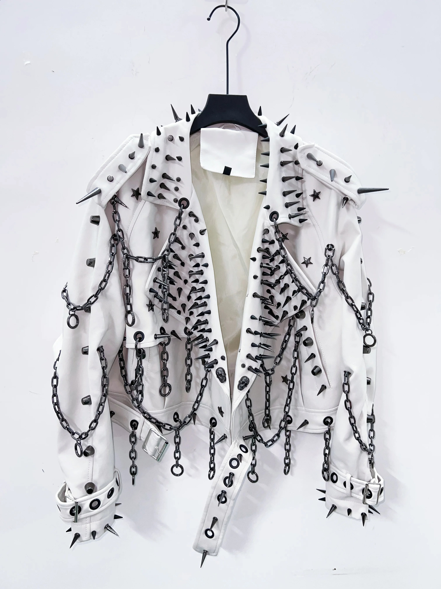 vintage Leather y2k Jacket Skull Jacket Punk Jacket gothic Leather gothic clothes y2k fashion y2k clothes harajuku Jacket 260618 - view 3