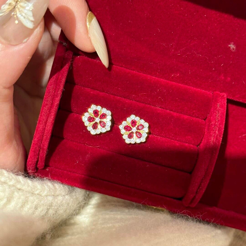New Chinese-style zircon flower earrings, necklace, bracelet, simple and stylish jewelry set, light luxury niche accessories for women - view 6
