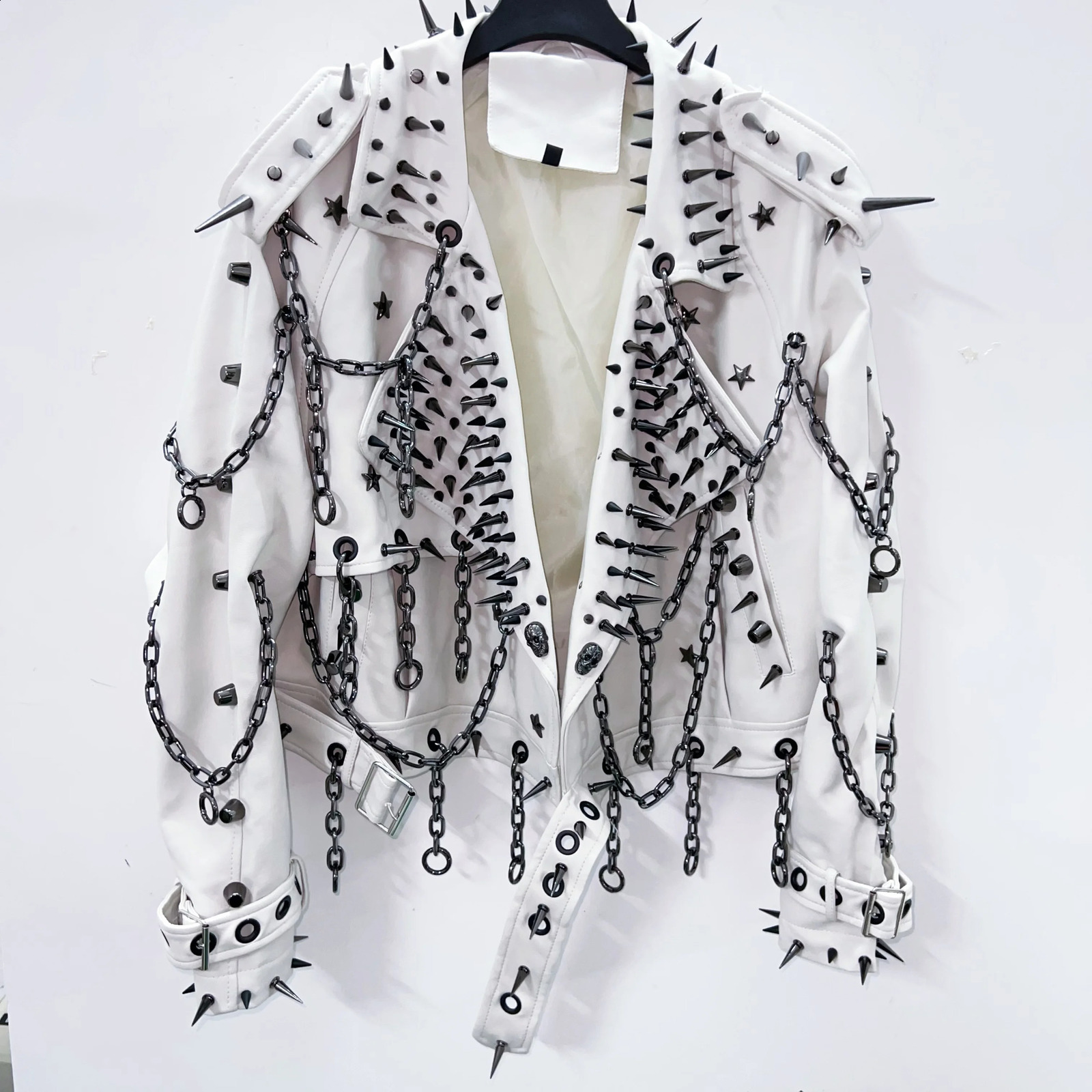vintage Leather y2k Jacket Skull Jacket Punk Jacket gothic Leather gothic clothes y2k fashion y2k clothes harajuku Jacket 260618 - view 7