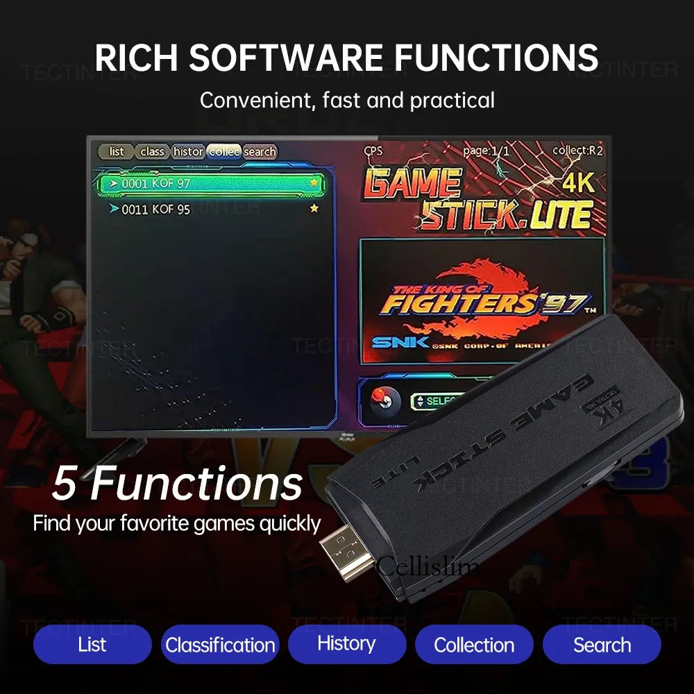 4K 1 M8 Retro Game Console 32G 64Gb 128G With 20 000+ Preloaded Games 2 Player Wireless Controller For Ps1/Gba HDMI TV Stick + - view 6