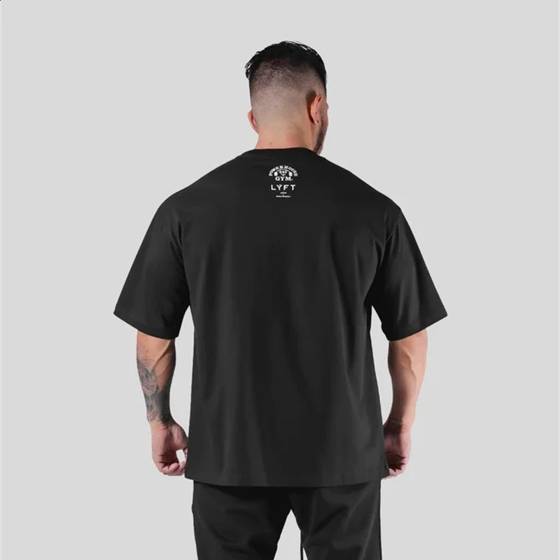LYFT Jointly Men Running Sports Cotton T-shirt Fitness Bodybuilding Loose Print Shirt Summer Male Jogging Training Gym Clothing 260618 - view 5