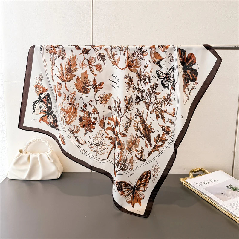 Vintage Butterfly Sketch Square Silk Scarf Soft Satin Bandana for Women Summer Neck Hair Headband Bag Wrist Wrap Beach Vacation 260617 - view 4