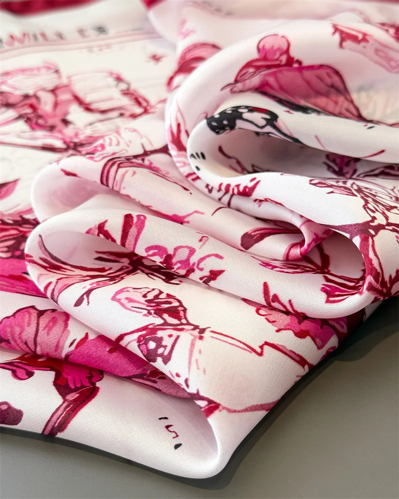 Vintage Butterfly Sketch Square Silk Scarf Soft Satin Bandana for Women Summer Neck Hair Headband Bag Wrist Wrap Beach Vacation 260617 - view 7