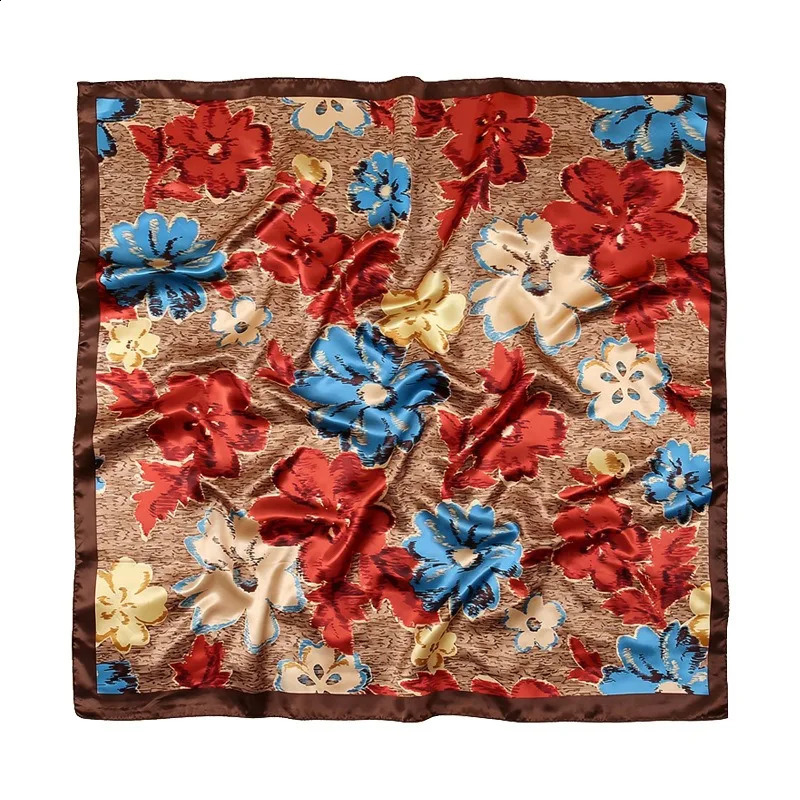 90cm Fashion Floral Hijab Headband Cute Bandana Head Scarf Women Silk Satin Neckerchief Square Shawls Hair Scarves For Ladies 260617 - view 7