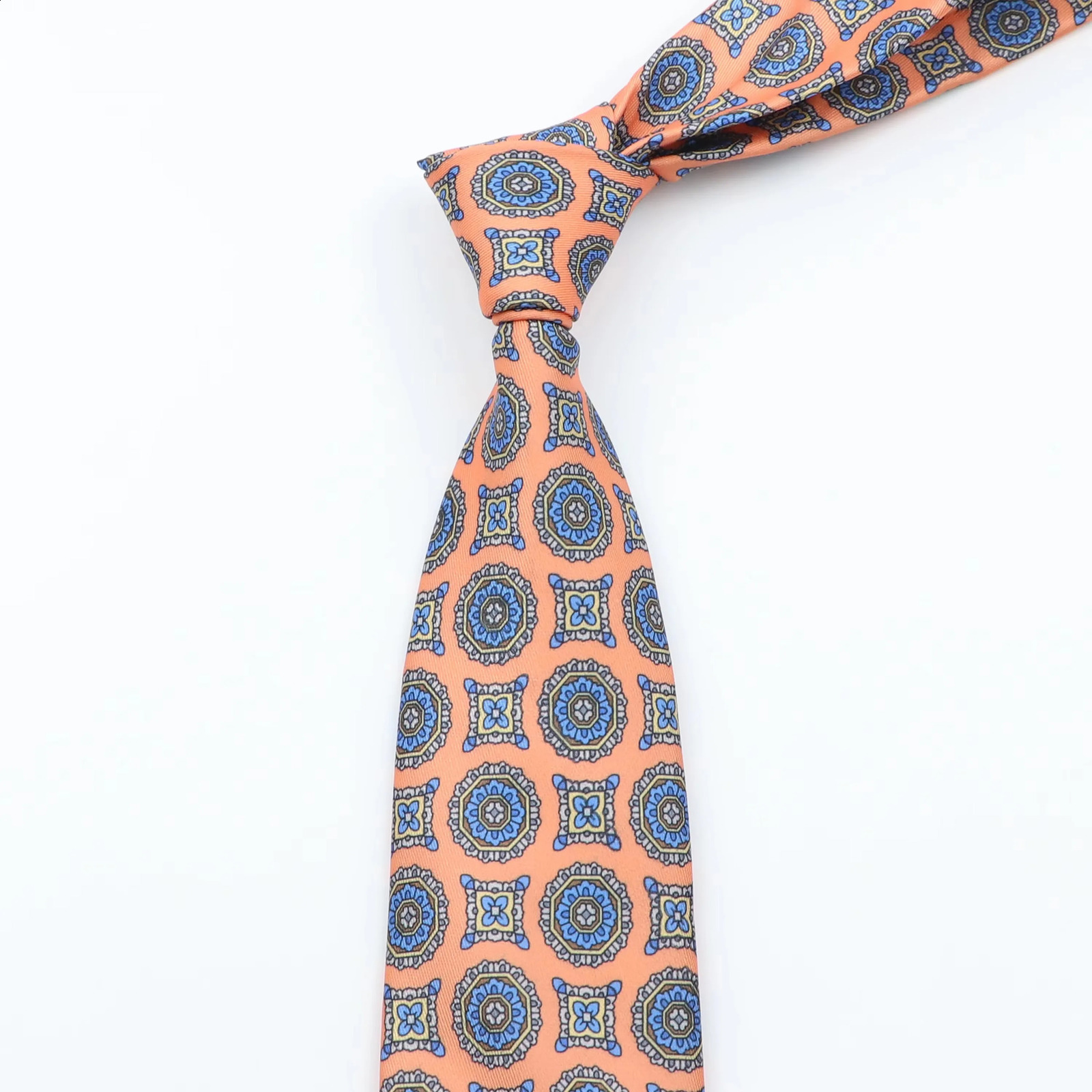 Mens Fashion Silk Tie 75cm Soft Novelty Necktie Blue Green Orange Color Ties For Men Dot Floral Bowtie Wedding Business Gift 260617 - view 3