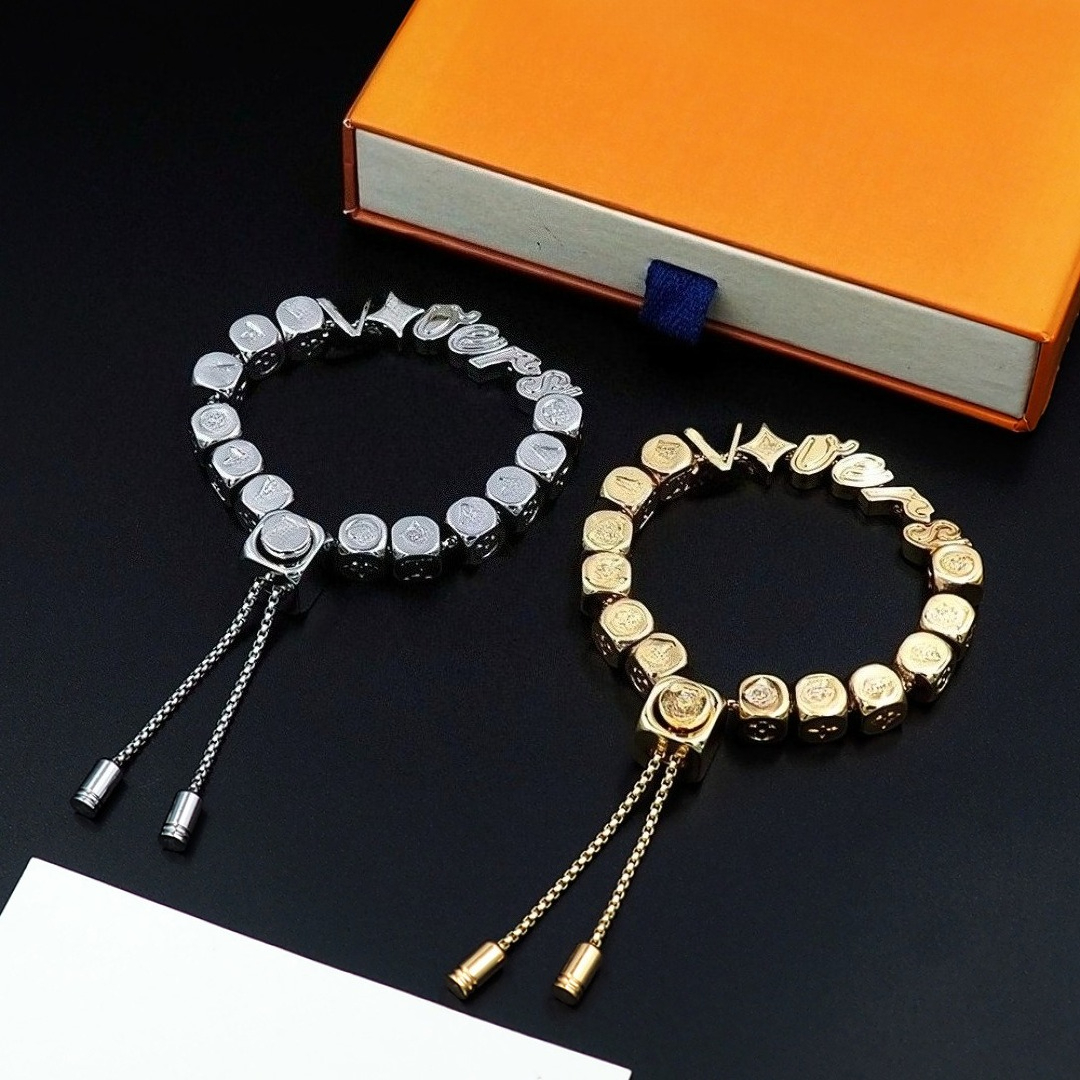 Luxury Designer Bracelet Stainless Steel Bracelets Bangle for Women Men 18k Gold Silver Plated Beaded Bracelet Adjustable Pull Cord Bracelet Fashion Jewelry Gift