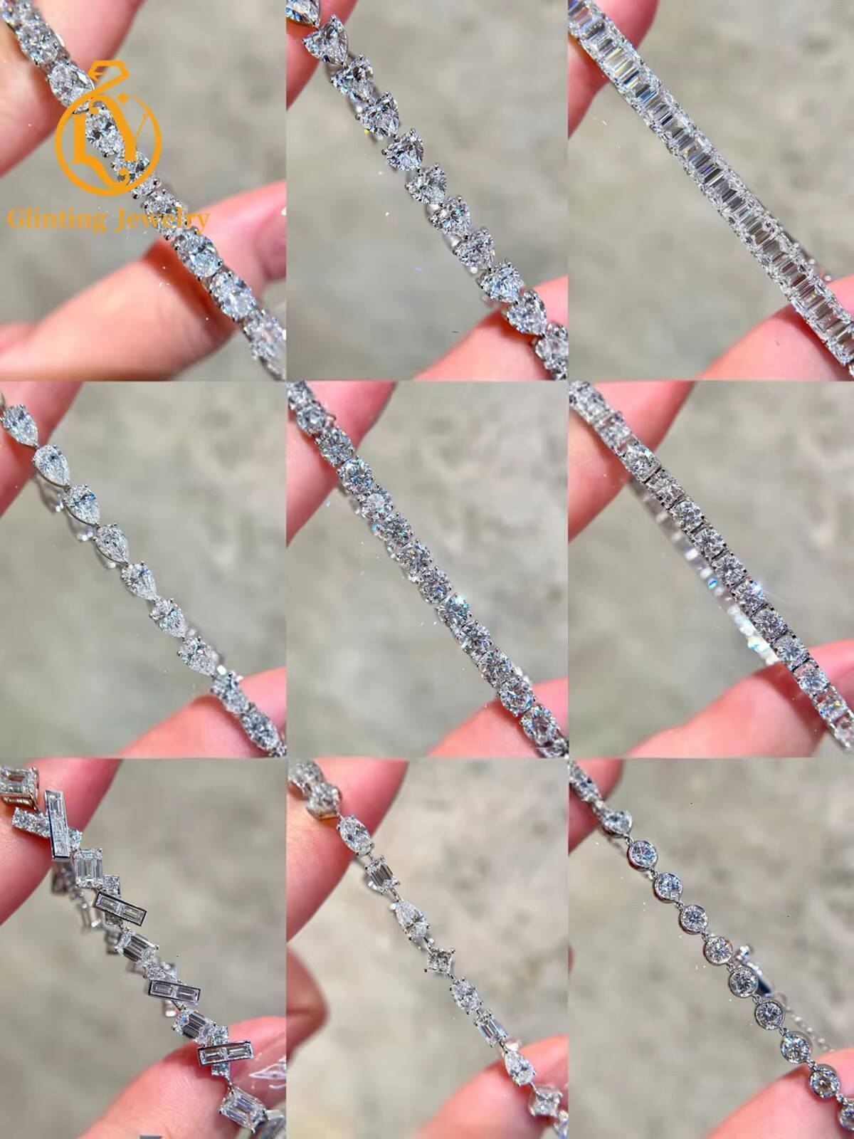 Certified 9K 10K 14K 18K White Gold Fine Jewelry Tennis Bracelet 2mm-5mm Lab Grown Diamonds Paving Diamond Bracelet Bangle - view 6