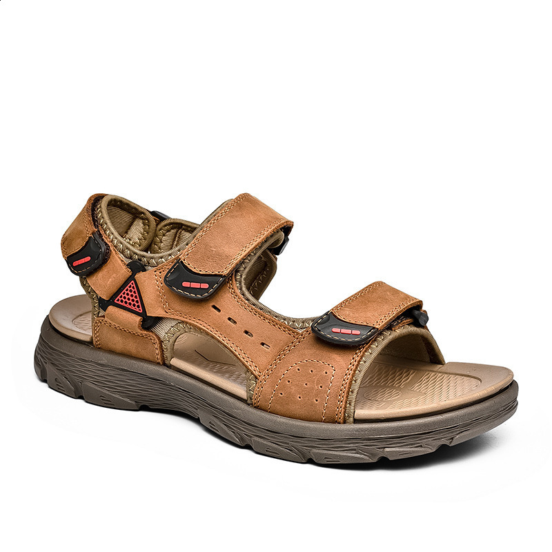 Mens Sports Sandals Outdoor Hiking Waterproof Beach Sports Mens Sandals Summer Open Toe Adjustable Laces 260107