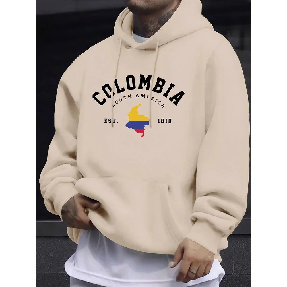 Colombia South America Est 1810 Print Mens Pullovers Fleece Autumn Hoodie Casual Comfortable Sweatshirt Basic Street Sportswear 260611