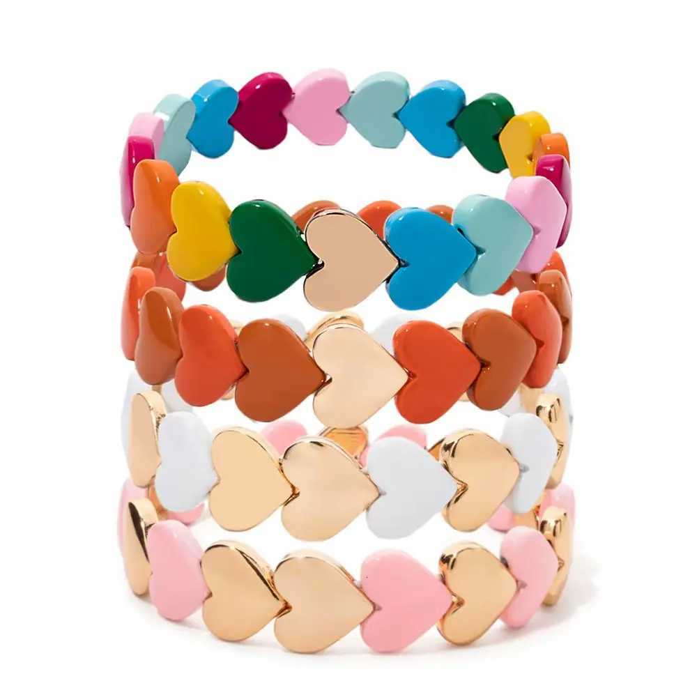 Love Design 2025 Beaded Bangle New For Wen Handmade Colorf Peach Elastic Bracelets X260621