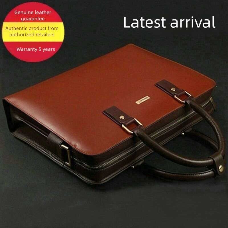 Men Genuine Leather Briefcase Business Laptop Bag Large Capacity Cowhide Shoulder Handbag For Commuting SENYY
