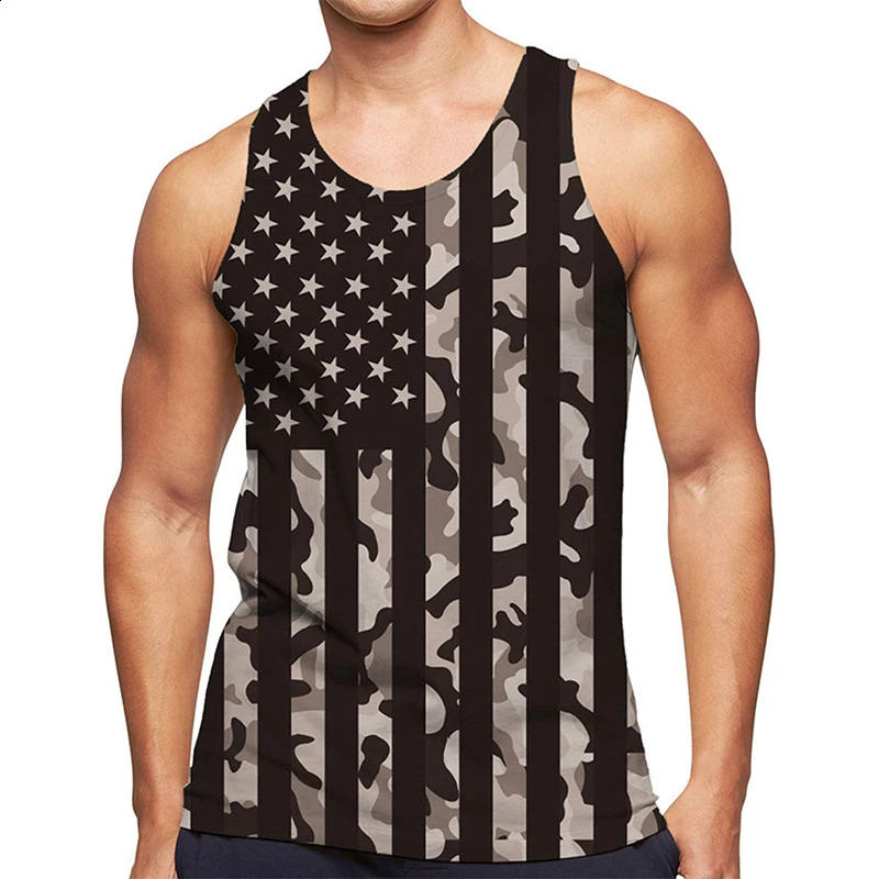 US National Flag Graphic 3D Print Men Tank Top Sport Summer Streetwear Vest Quick Drying Sleeveless Men Clothing 260618 - view 3