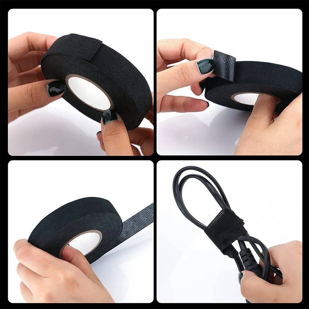 1-4pcs 15/25M High Temp Wire Wrapping Self-Adhesive Automotive Wiring Harness Fabric Tape for Car Noise Damping - view 6