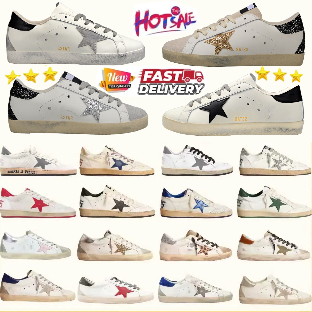 With box Golden Goods Designer Brand Men Women sneakers Ball Star Shoes Dirty Classic Casual superstar shoes old school Sneakers do-old Italy Trainers With Box AAAAA