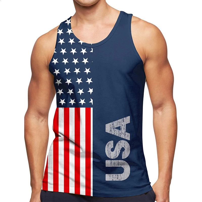 US National Flag Graphic 3D Print Men Tank Top Sport Summer Streetwear Vest Quick Drying Sleeveless Men Clothing 260618