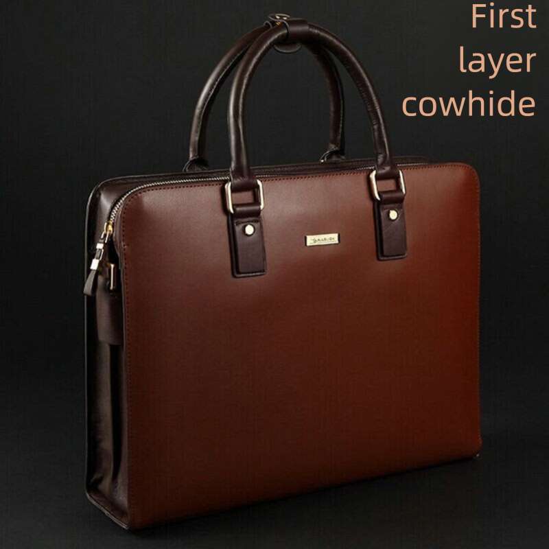 Men Genuine Leather Briefcase Business Laptop Bag Large Capacity Cowhide Shoulder Handbag For Commuting SENYY