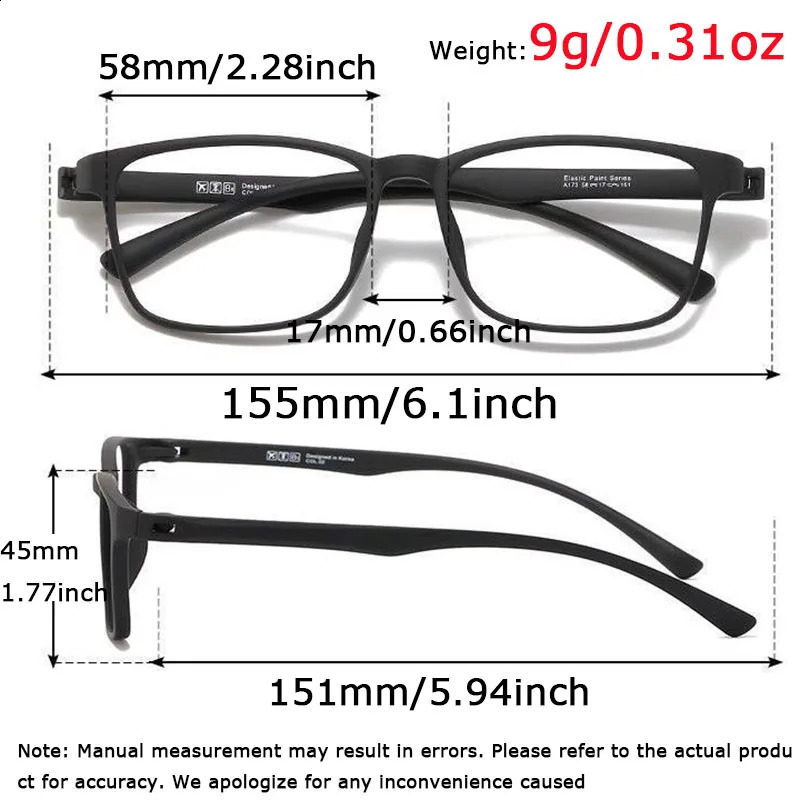 155mm Oversized Eyewear for Big Face Square Shape TR90 Full Frame Anti Blue Light Glasses Men Women Item y260615 - view 7