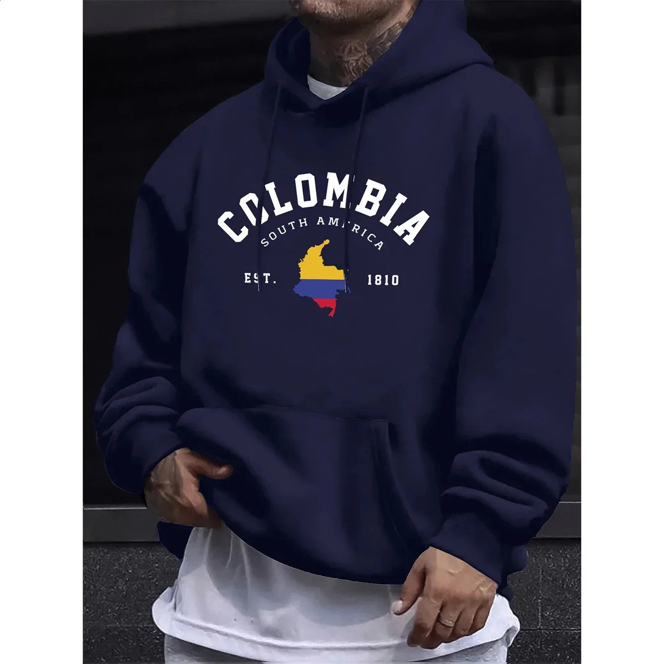 Colombia South America Est 1810 Print Mens Pullovers Fleece Autumn Hoodie Casual Comfortable Sweatshirt Basic Street Sportswear 260611 - view 3