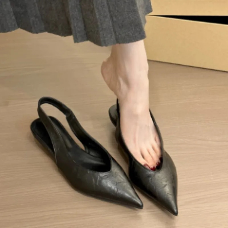 Spring Women Sandal Fashion Pointed Toe Shallow Slip on Ladies Slingback Shoes Low Wedge Heel Mules 260625 - view 3