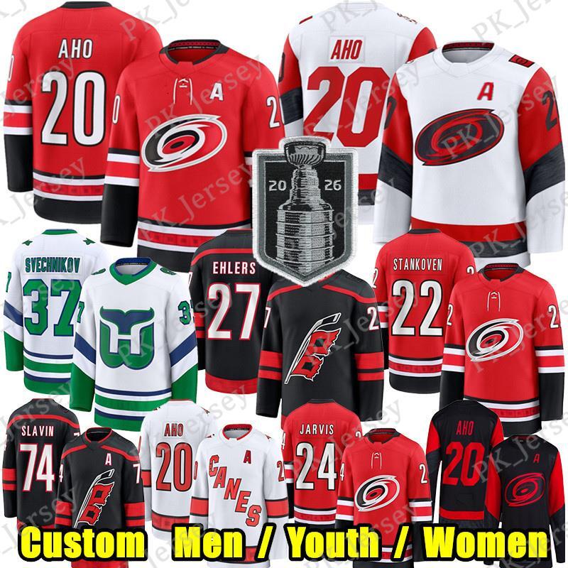 Custom Hurricane Carolina hockey jersey Sebastian Aho Jaccob Slavin Seth Jarvis Nikolaj Ehlers Stankoven Frederik Andersen Stitched Any Name Number Je