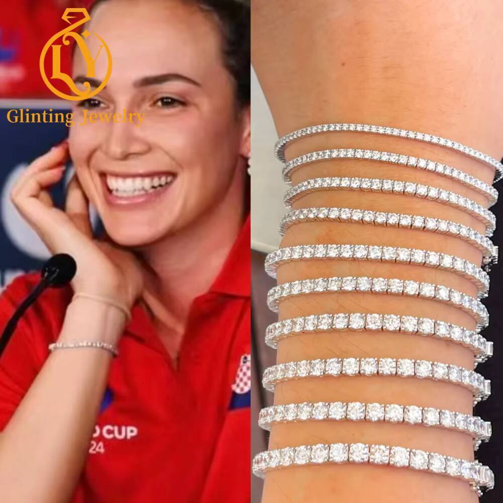 Certified 9K 10K 14K 18K White Gold Fine Jewelry Tennis Bracelet 2mm-5mm Lab Grown Diamonds Paving Diamond Bracelet Bangle - view 4