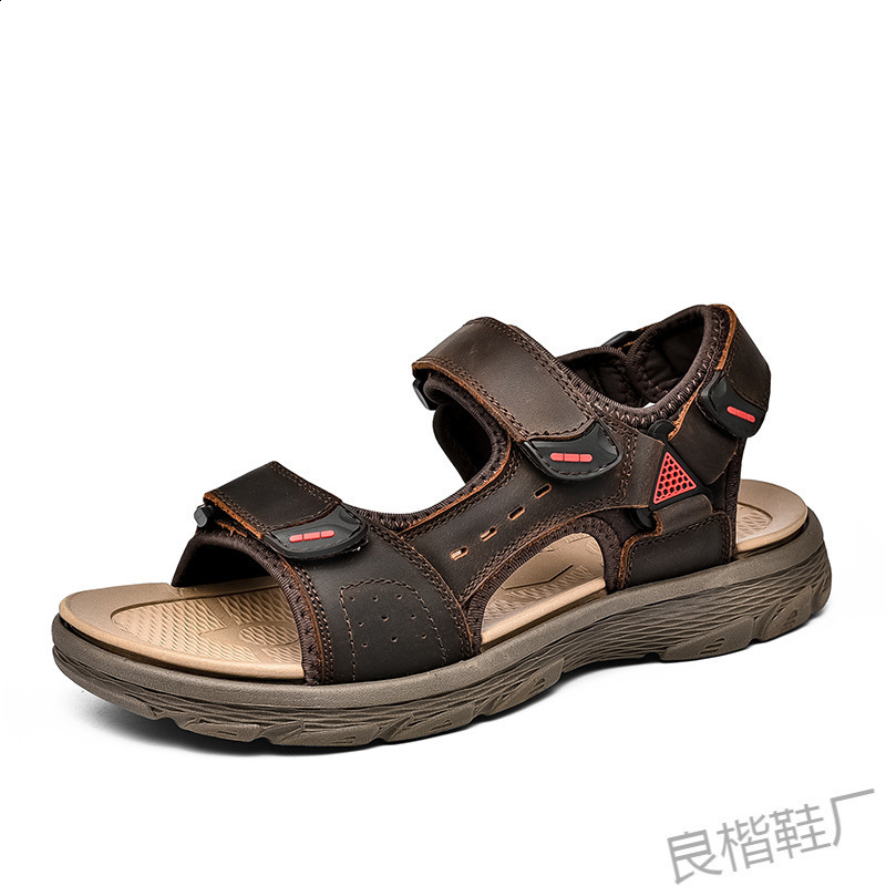 Mens Sports Sandals Outdoor Hiking Waterproof Beach Sports Mens Sandals Summer Open Toe Adjustable Laces 260107