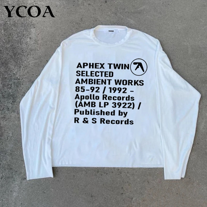 Aphex Twin Mens T-Shirt Cotton Graphic Oversized Aesthetic Korean Fashion Long Sleeve Tops Tees Y2k Streetwear Unisex Clothing 260618CJ - view 3