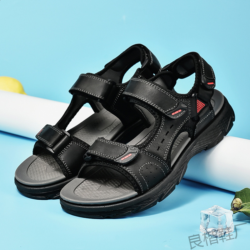 Mens Sports Sandals Outdoor Hiking Waterproof Beach Sports Mens Sandals Summer Open Toe Adjustable Laces 260107