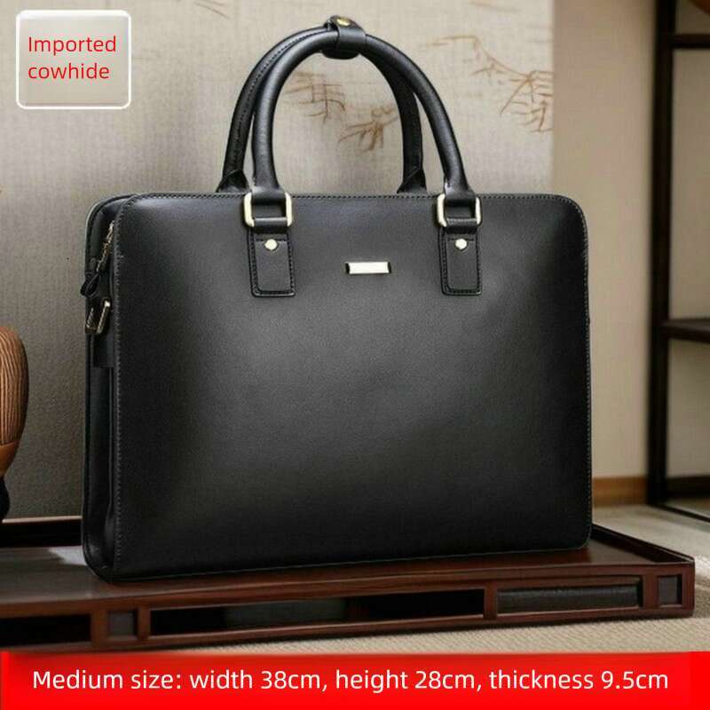 Men Genuine Leather Briefcase Business Laptop Bag Large Capacity Cowhide Shoulder Handbag For Commuting SENYY