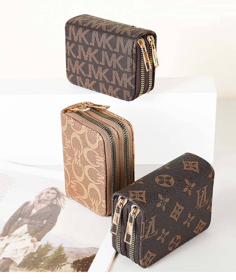 Ladies Short Wallet, European and American Retro Small Purse, Double Zipper Multi-Card Slot Card Holder, Ins Portable Fashion Coin Purse, New Luxury W - view 7