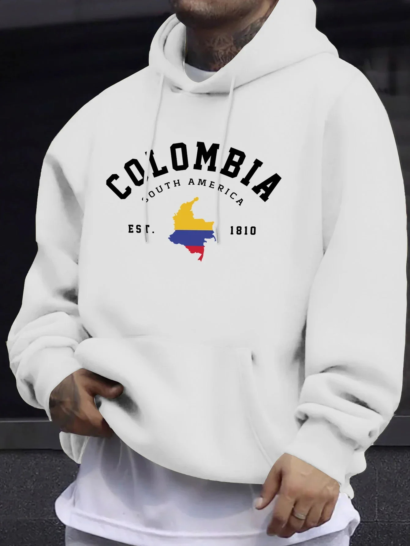 Colombia South America Est 1810 Print Mens Pullovers Fleece Autumn Hoodie Casual Comfortable Sweatshirt Basic Street Sportswear 260611 - view 7