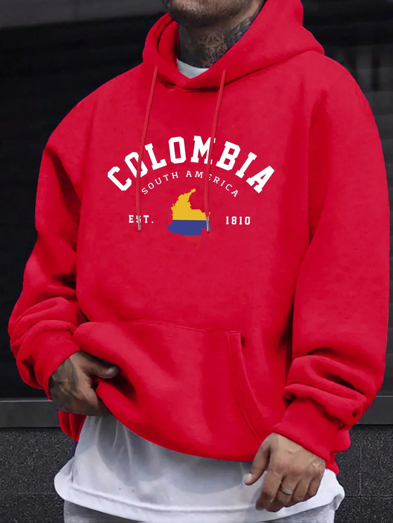 Colombia South America Est 1810 Print Mens Pullovers Fleece Autumn Hoodie Casual Comfortable Sweatshirt Basic Street Sportswear 260611 - view 5