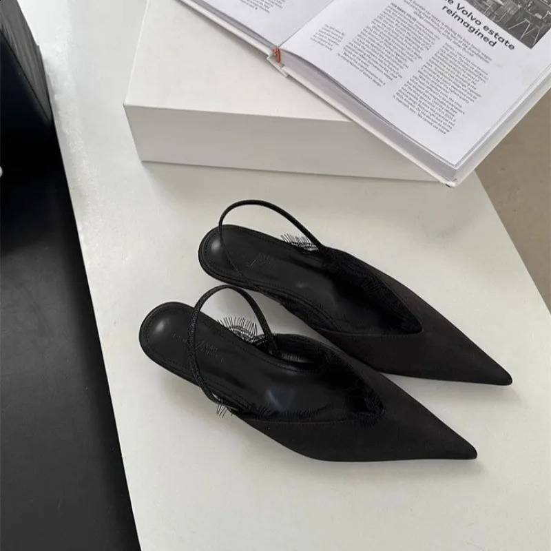 Shoes Female Closed Toe Womens Sandals Fashion Dress Sandals Women Pointed Toe Slip on Low Heel Lace Shoes Women 260625 - view 5