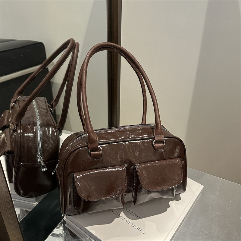 Shoulder Bag Creative Double Pocket Underarm Bag Vintage Womens Bag Large Capacity Commuter Bag Retro Adjustable Handbags 251217