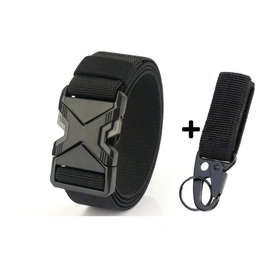 Quick Release Metal Pluggable Buckle Tactical Belt Breathable Elastic Military Belts For Men Stretch Pants Waistband Hunting 260622BJ - view 6