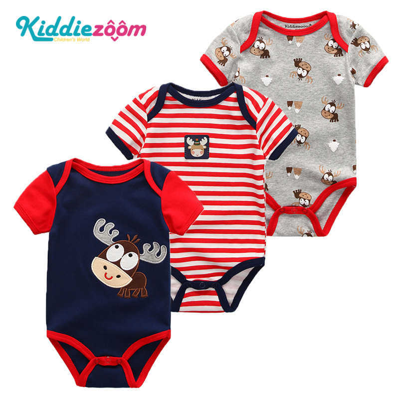 Kiddiezoom newborn bag fart clothes pure cotton clothes baby A-level triangle jumpsuit short sleeved crawling suit L260622S8X0