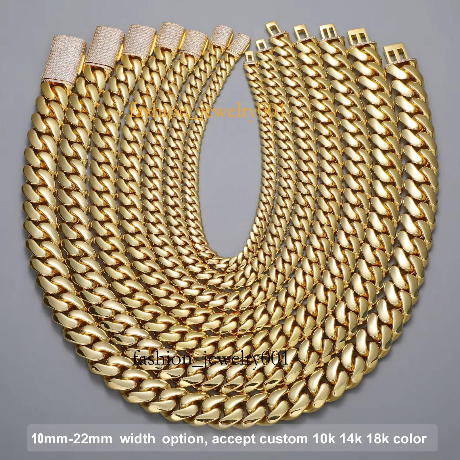 14k18k Gold Plated Plain Jewelry VVS Moissanite Clasp Link Chain 10MM 12MM 20MMCustom Rapper Men Hip Hop NecklaceMiami Cuban chain necklace - view 8