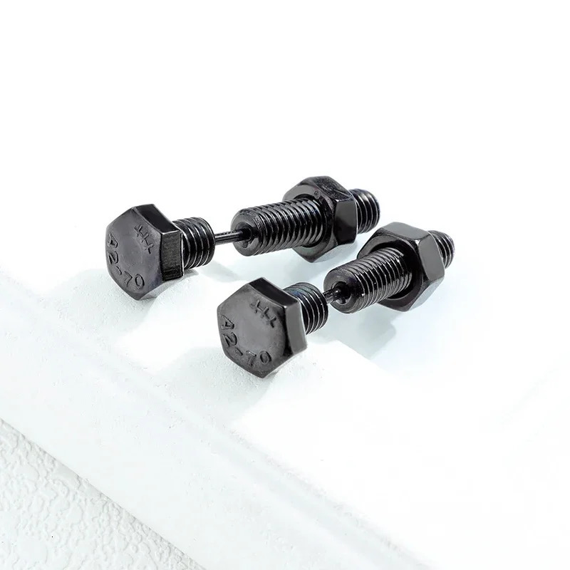 2pc Gothic Unisex Punk Rock Stainless Steel Nail Screw Piercing Stud Earrings Novelty Jewelry y260611 - view 6