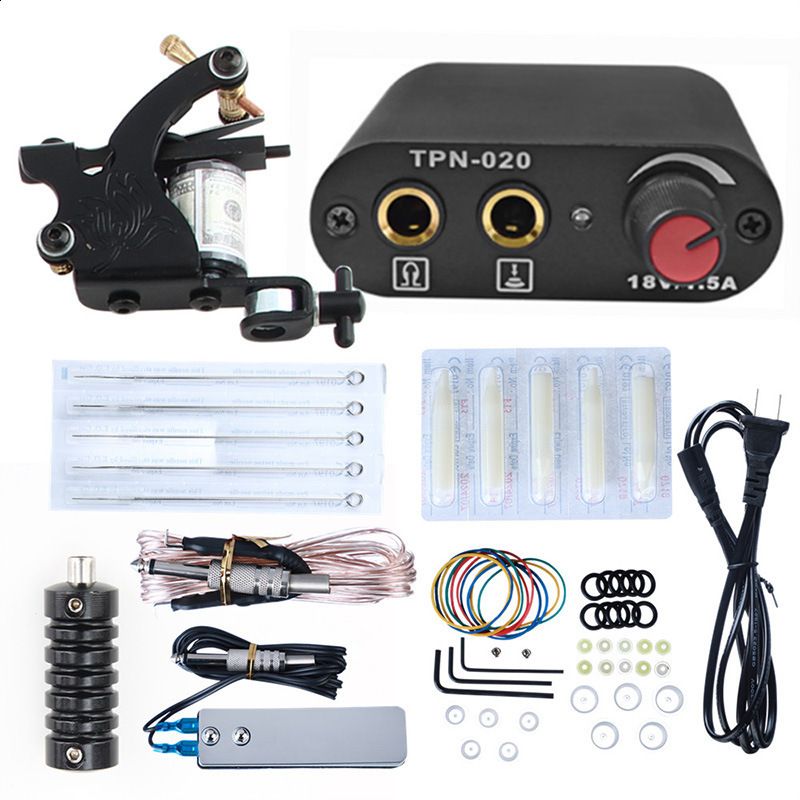 Tattoo Guns Kits Phoenixy Tattoo Machine Gun Kit Power Supply 20 Color Inks Permanent Pigment Needles Complete Tattoo Body Art Tools Starter Set 23120