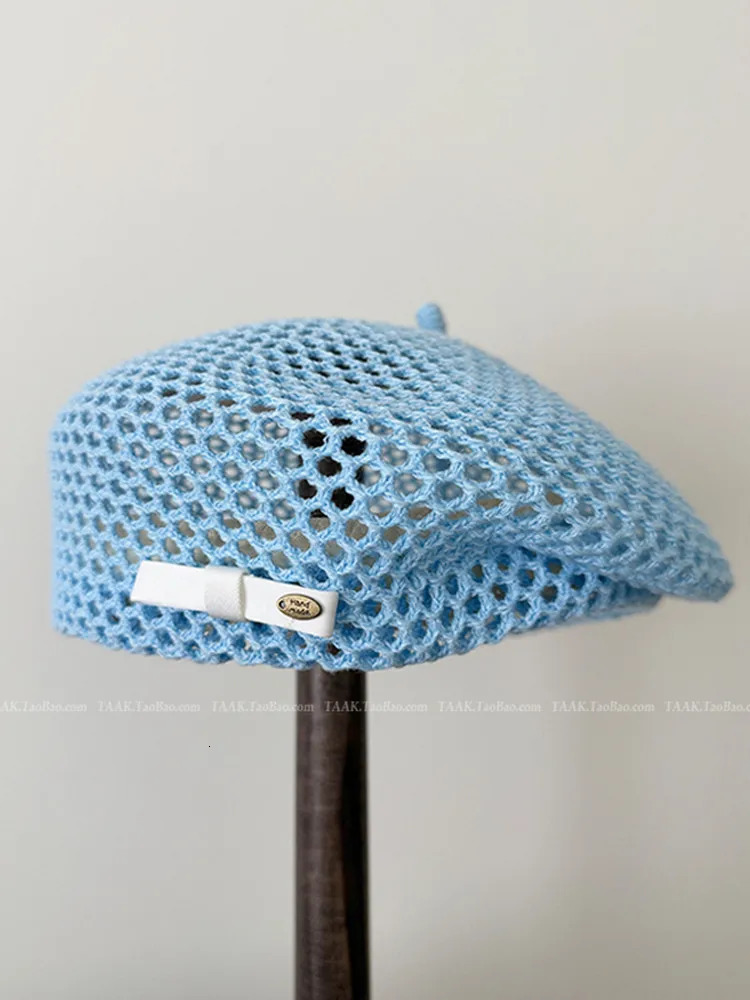 Japanese Straw Beret Women Summer French Literary Hollow Out Breathable Face Slim Thin Beanie Painter Hat 260618 - view 6