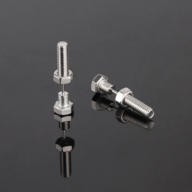 2pc Gothic Unisex Punk Rock Stainless Steel Nail Screw Piercing Stud Earrings Novelty Jewelry y260611 - view 3