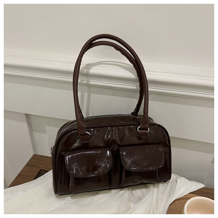 Shoulder Bag Creative Double Pocket Underarm Bag Vintage Womens Bag Large Capacity Commuter Bag Retro Adjustable Handbags 251217