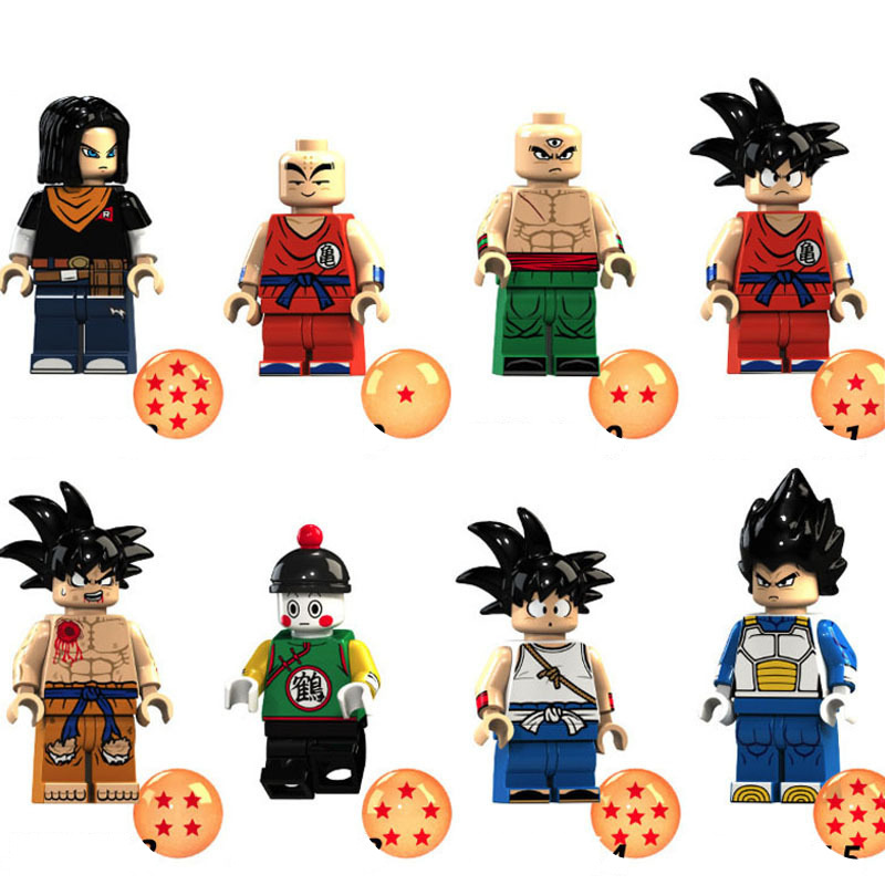new Free Shipping Dragon Ball Minifigures Small Particle Building Blocks Toys OPP Bag Pack XP048-055 XP062-069 Collectible Brick Figures