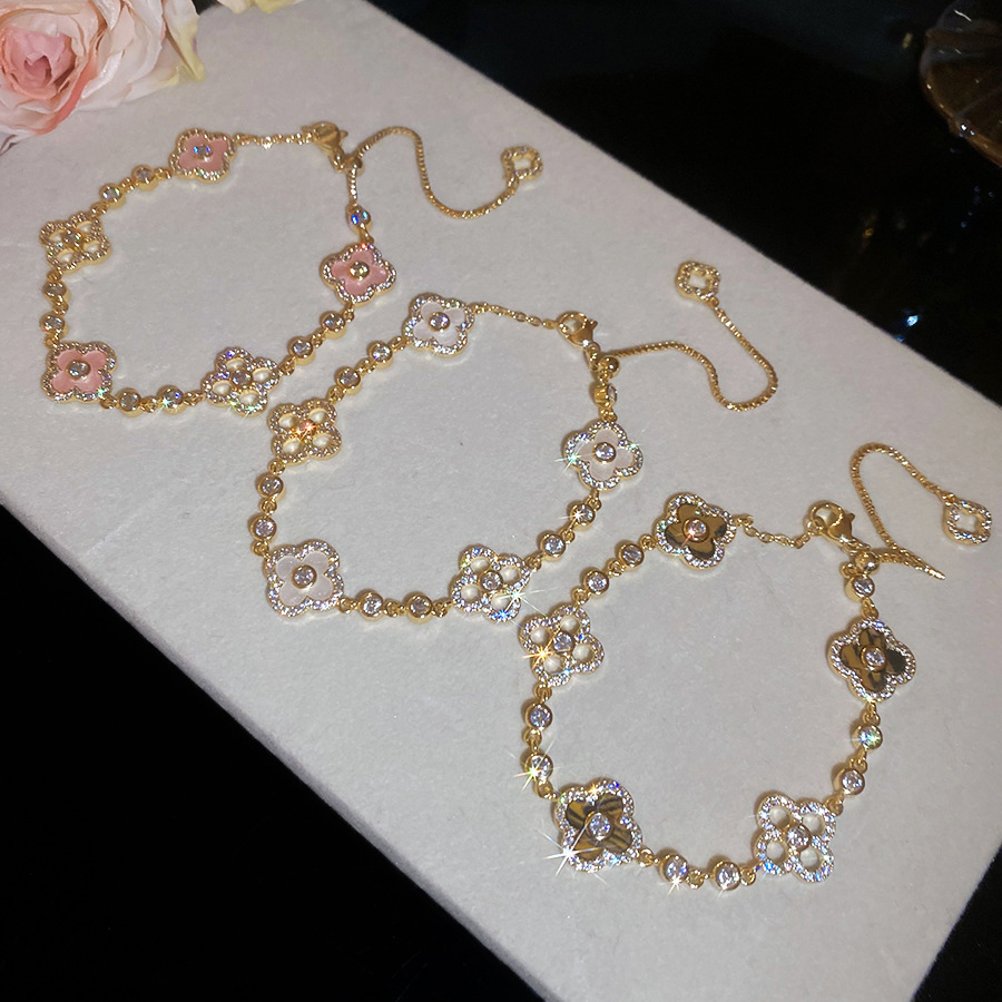 18k real gold plated zircon flower bracelet, light luxury high-end feel, niche fashion, versatile women's jewelry - view 3