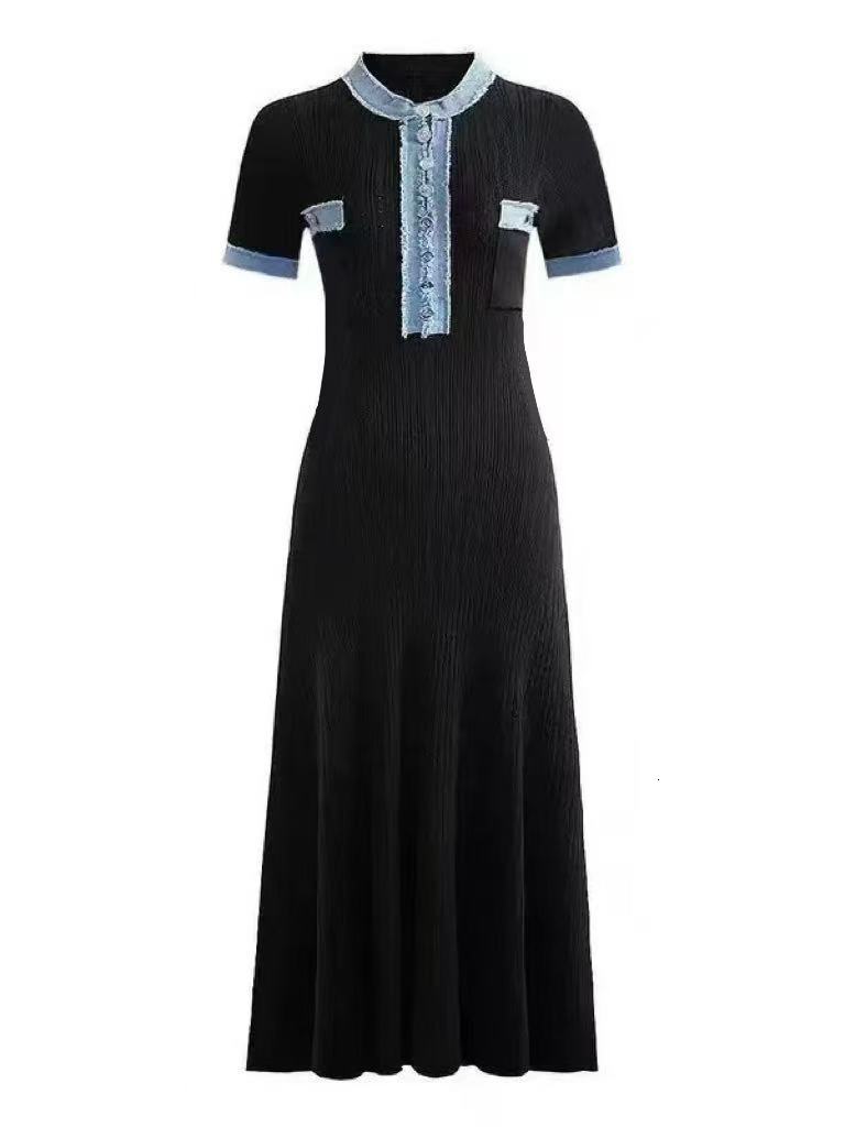 Knitted Bodycon Hot Stamping Diamond Hollow Out Bubble Sleeve Party Dress Luxury Designer Sandros Women Daily Office Lady - view 4