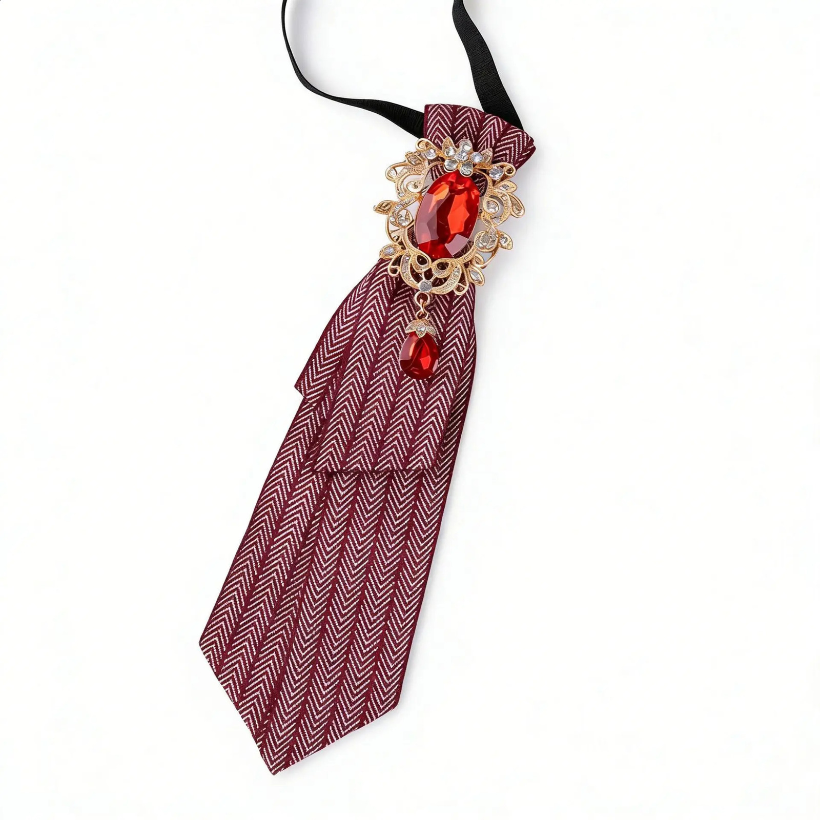 Fabric Bow Tie Rhinestones Shirt Decorative Accessory College Style British Korean Collar Pins Necktie for Women and Men Jewelry 260617 - view 7